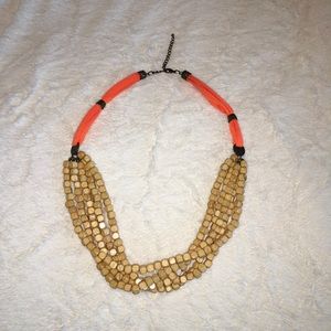 Rustic Wooden Bead Chunky Necklace
